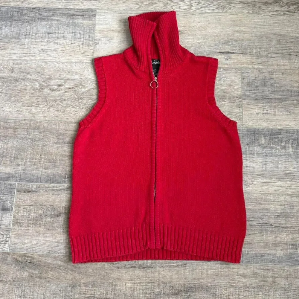 Vintage Red Sleeveless Zip Up Sweater Vest - Picture 3 of 7